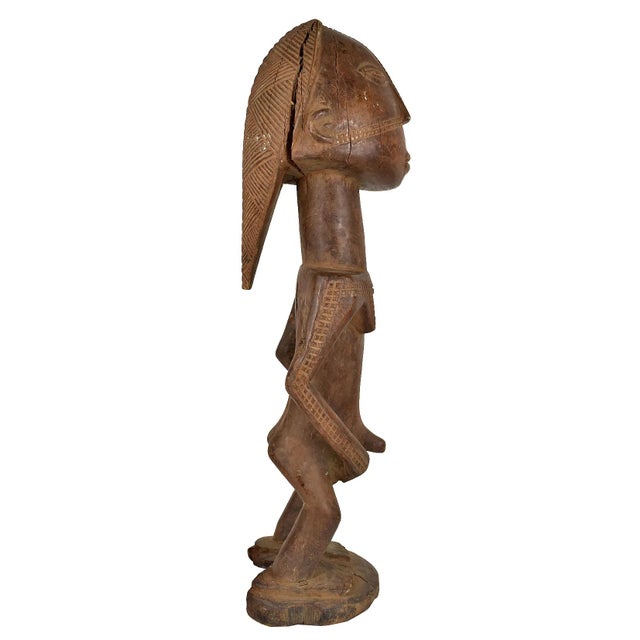 African Early 20th Century Tabwa Standing Scarified Male Figure For Sale - Image 3 of 5