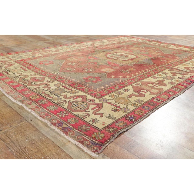 Textile Vintage Turkish Oushak Rug - 05'10 X 08'08 For Sale - Image 7 of 11