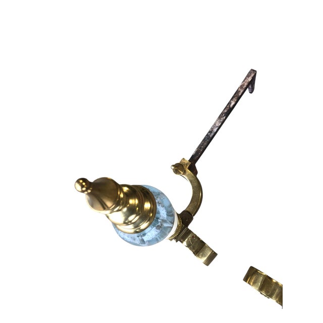 Pair of St Clair Glass and Brass Andirons For Sale In Raleigh - Image 6 of 11