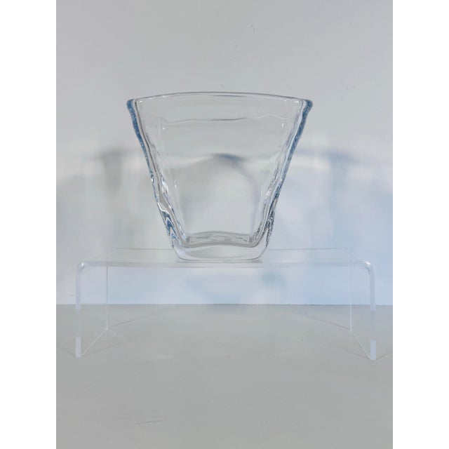 Traditional Vintage Simon Pearce Handblown Small Square Vase For Sale - Image 3 of 6