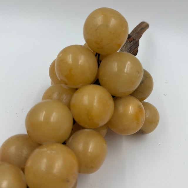 Mid-Century Modern Vintage Italian Alabaster Grapes With Natural Wood Stem, 12" For Sale - Image 3 of 6