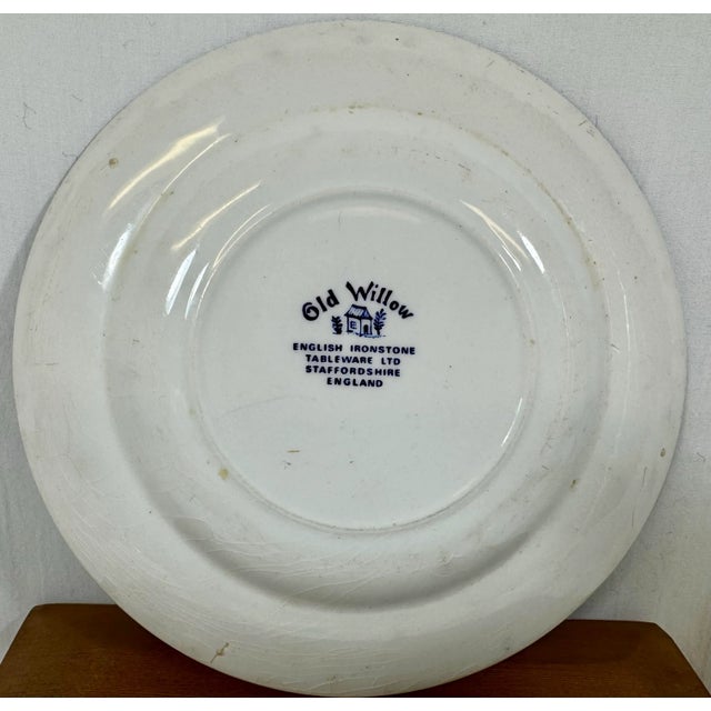 Vintage Blue Old Willow Dessert Plate by English Ironstone Tableware, LTD - Made in Staffordshire, England - Circa 1970 For Sale - Image 9 of 11