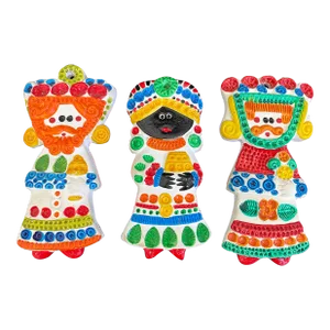 Vintage Italian Pottery Folk Art Three Wise Men Clay Wall Hanging Plaques - Set of 3