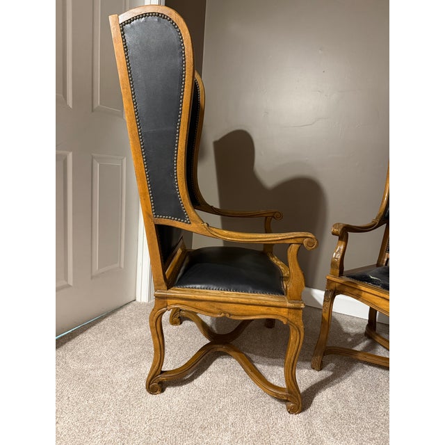 Vintage Spanish Revival Leather Wingback Chairs For Sale - Image 4 of 12