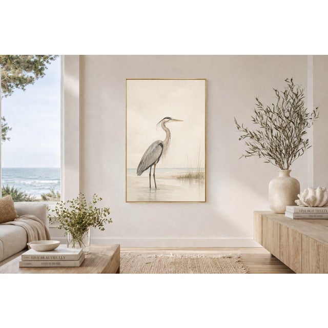 Great Blue Heron Coastal Study, Minimalist Bird Wall Art Print, 24″ × 36″ For Sale - Image 4 of 9