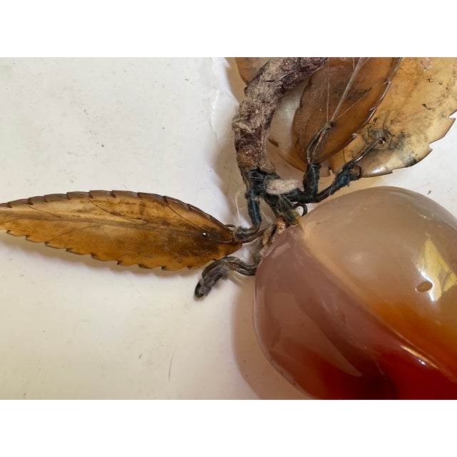 Mid 20th Century Mid 20th Century Asian Carved Plum Hard Stone Fruit Carved Leaves For Sale - Image 5 of 11