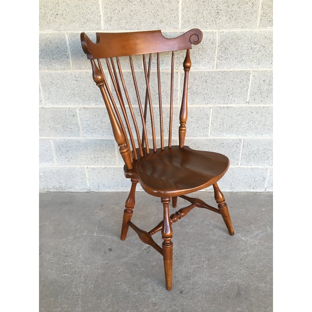 Brown Ethan Allen Windsor Brace Back Side Chairs (14-6072) - Set of 4 For Sale - Image 8 of 10
