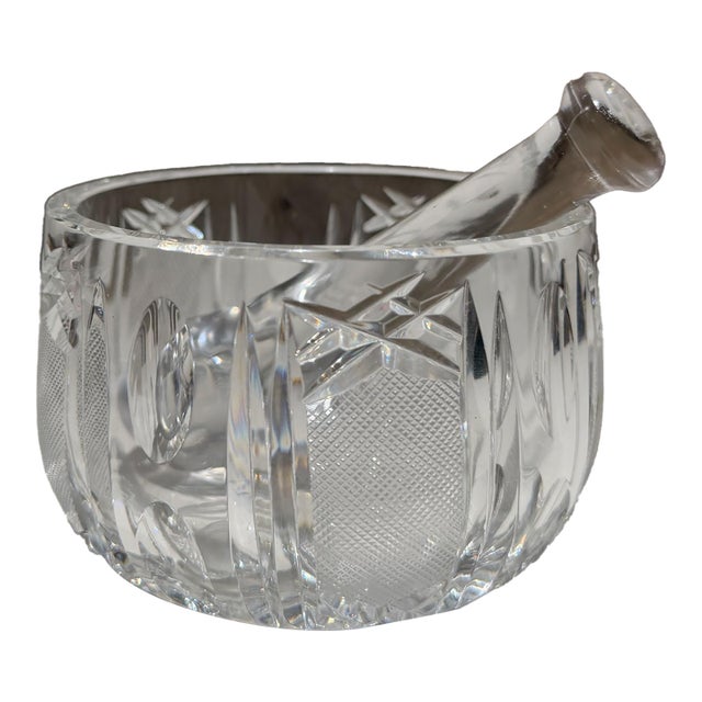 Cut Crystal Mortar and Pestle Set American Brilliant Period (A B P) For Sale