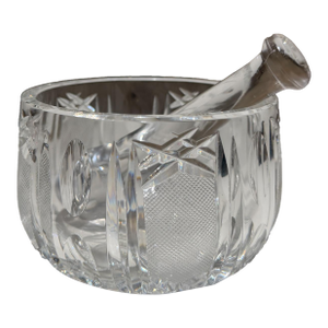 Cut Crystal Mortar and Pestle Set American Brilliant Period (A B P)