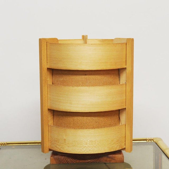 Wooden Lamellae Cylindric Table Lamp, 1970s For Sale - Image 12 of 12