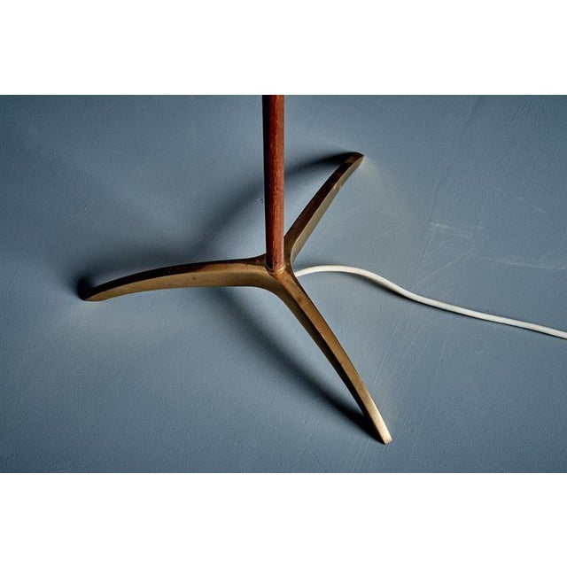 Gold Floor Lamp in Brass and Wood by Kalmar Austria, 1950s For Sale - Image 8 of 13