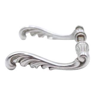 Pair of Swirl Nickel Plated Brass Passage Door Levers For Sale