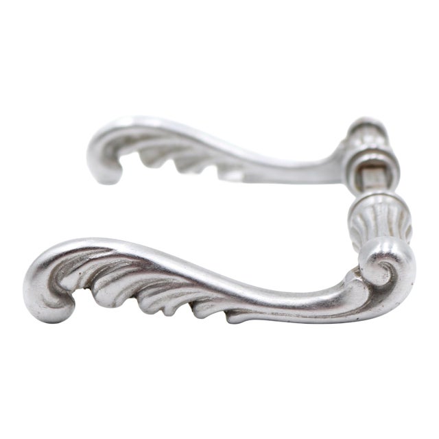 Pair of Swirl Nickel Plated Brass Passage Door Levers For Sale
