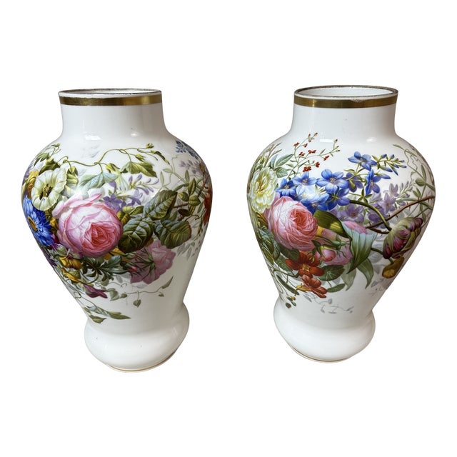 Antique Porcelain Vases, 1850, Set of 2 For Sale