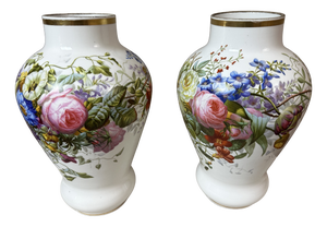 Antique Porcelain Vases, 1850, Set of 2