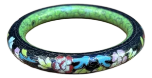 1920s Large Floral Cloisonne' Bangle Bracelet