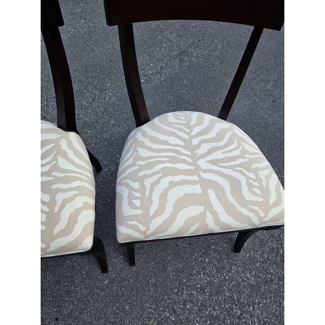 Pair Ethan Allen Hathaway Klismos Dining Side Chairs Zebra Print French Regency 1990s For Sale - Image 13 of 14
