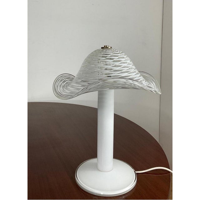 White Murano Table Lamp, 1970s For Sale - Image 6 of 14
