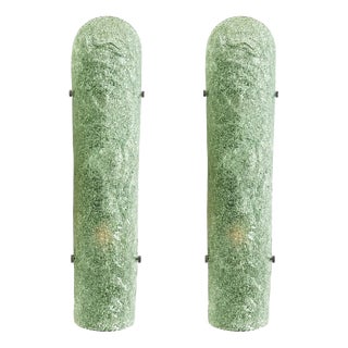 Hammered Green Graniglia Murano Glass Wall Sconces by Simoeng for Simoeng, Set of 2 For Sale