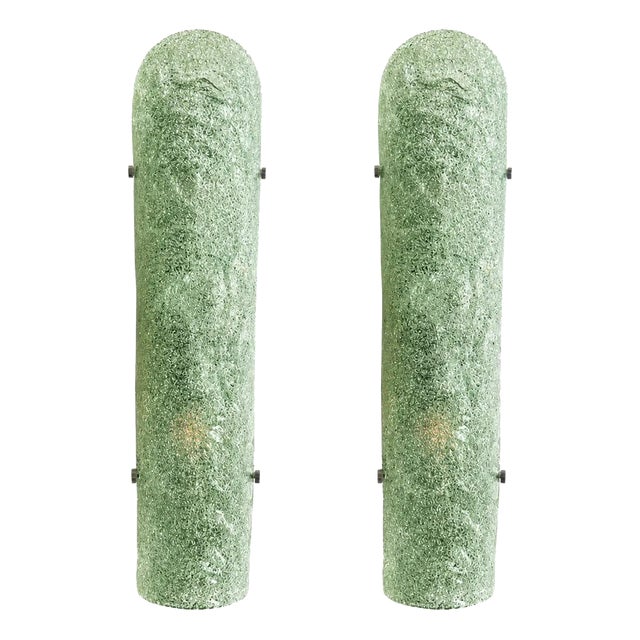 Hammered Green Graniglia Murano Glass Wall Sconces by Simoeng for Simoeng, Set of 2 For Sale