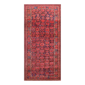 1860s Red Floral Antique Central Asian Baluch-Turkman Ersari Rug 4'4" X 8'10" Handknotted Wool Carpet