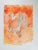 Vintage late 20th century watercolor on paper painting. Abstract running horses in orange. Unsigned. Unframed, unevenly...