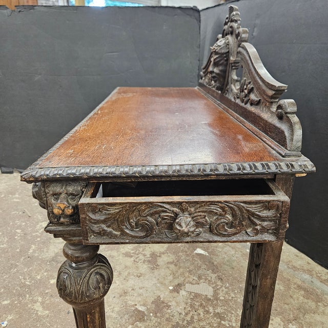 Late 19th Century Carved Oak Antique Victorian Hall Table For Sale - Image 18 of 18