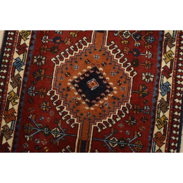 Yalameh Runner 2′ X 6’2” Red Wool Vintage Tribal Hand-Knotted Oriental Rug For Sale - Image 4 of 10