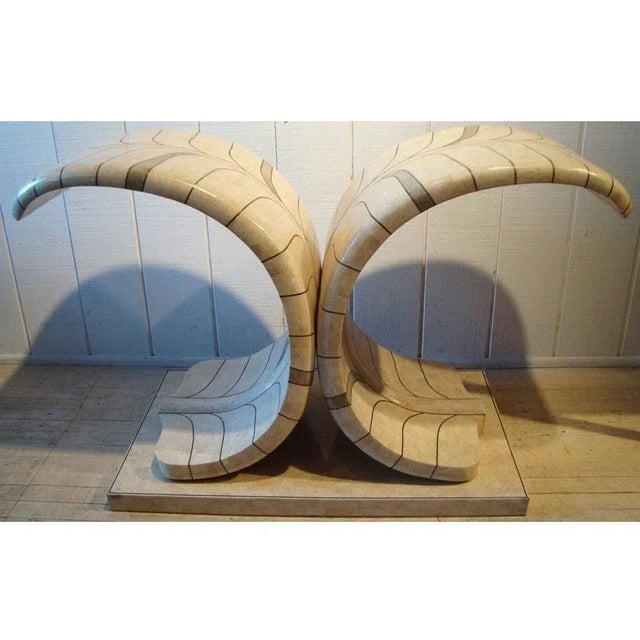 Karl Springer Art Deco Tessellated Stone with Brass Inlay Entry or Console Table For Sale - Image 4 of 8