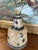 Mid 20th Century Signed Vintage Studio Pottery Vase by Matay, Hand Thrown Stoneware With Speckled Glaze and Cobalt Brush Accents. For Sale - Image 5 of 10