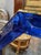Early 21st Century Large Scale Blue Murano Glass and Brass Mirror For Sale - Image 5 of 7