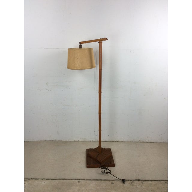 Boho Chic Vintage Rattan Floor Lamp With Shade For Sale - Image 3 of 18