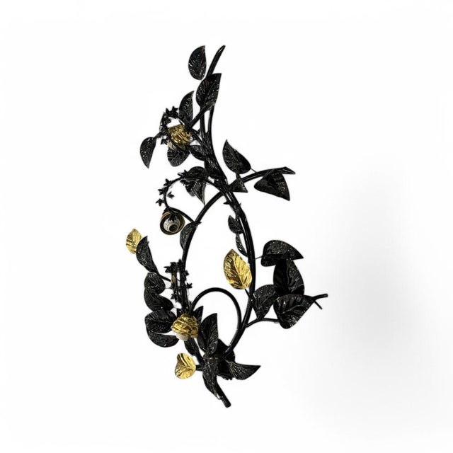 Mid-Century Modern Black and Gold Vegetable Wall Lamp by Hans Kögl For Sale - Image 3 of 11