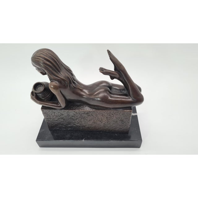 Black 20th Century Bronze Aquarius Woman Figure from Pino, 1970s For Sale - Image 8 of 13