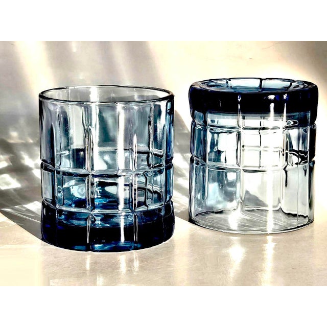 Vintage Anchor Hocking Old Fashioned Glasses in Tartan Blueberry, Set of 4 For Sale In Miami - Image 6 of 11