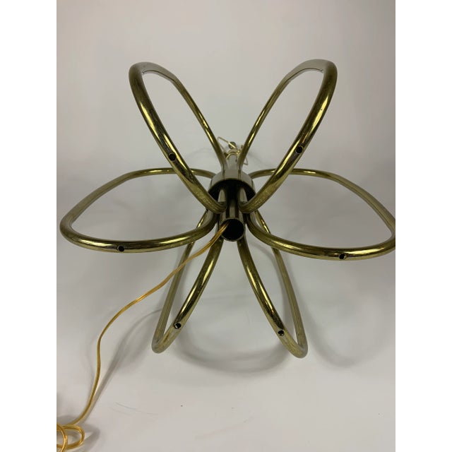 Brass Late 20th Century Oversized Brass Sculptural Loop Table Lamp With Shade For Sale - Image 8 of 11