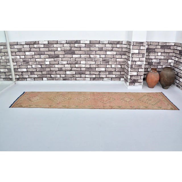 Textile Vintage Earth Tones Oushak Runner For Sale - Image 7 of 10