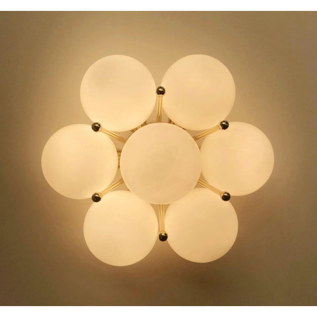 Sakura Polished Brass Glossy White Murano Globe Flush Mount by Fabio LTD For Sale - Image 6 of 7