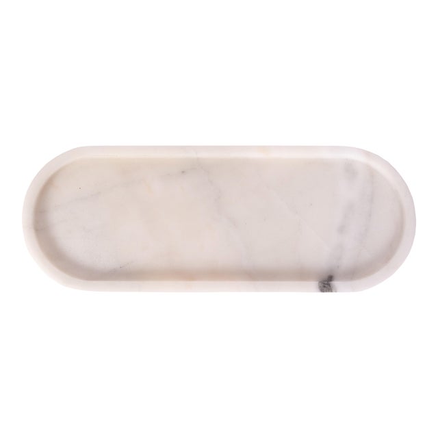 Artifacts Trading Company Decorative Runway Marble Tray in White For Sale
