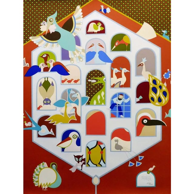 "A Gate For the Birdhouse" by David Sharir Original Limited Edition Lithograph on paper Hand signed & numbered by the...