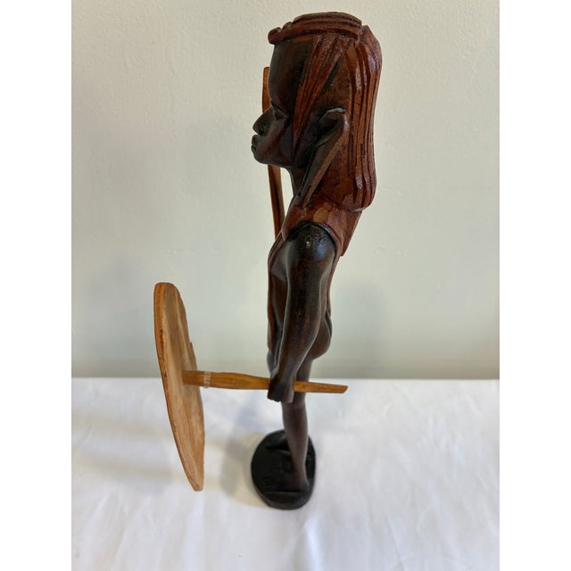 Wood Vintage Hand-Carved Maasai Warrior Wood Sculpture For Sale - Image 7 of 10