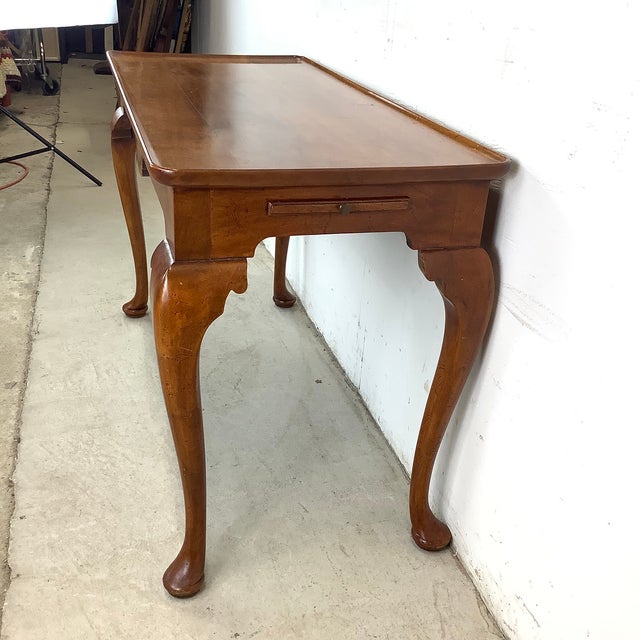 Mid 20th Century Queen Anne Style Cherry Console Table For Sale - Image 5 of 12