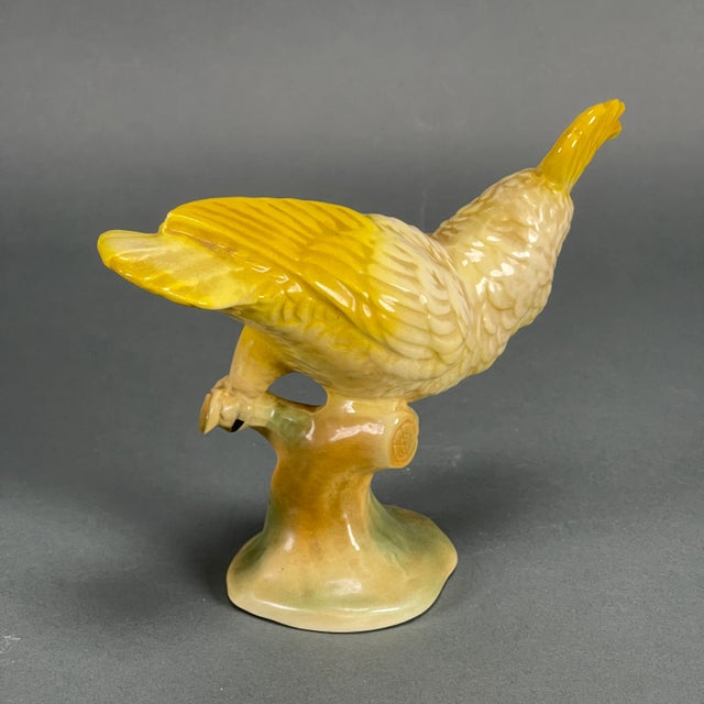 Vintage 50s Mid-Century Modern Brad Keeler Yellow Art Pottery Cockatoo No. 34 For Sale - Image 4 of 13
