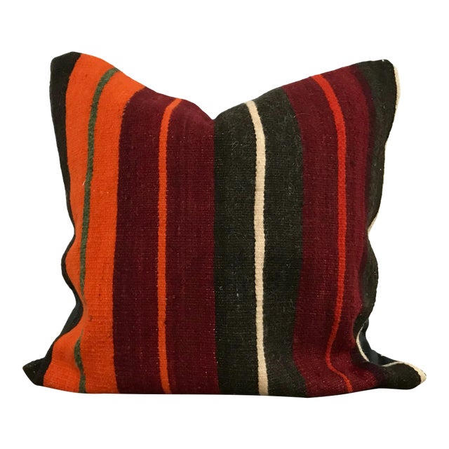 Turkish Stripe Design Tribal Kilim Pillow Cover For Sale