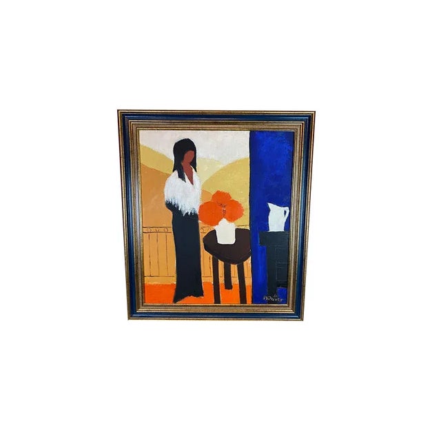 White Original Maurice Potier Oil on Canvas | Signed French Contemporary Portrait Painting, Circa 1991 For Sale - Image 8 of 12