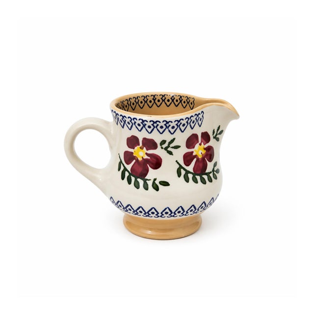 Early 20th Century Vintage Hand Painted Mosse Pottery Ireland Floral Creamer Pitcher Vase 3" For Sale - Image 5 of 7