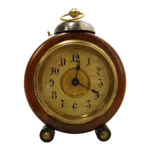 1898 Antique German Alarm Desk Clock by Gebrüder Junghans