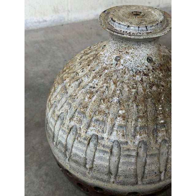 Ceramic Pendant Lamp Shade Studio Pottery Light Fixture Mid-Century Modern 1970s For Sale - Image 9 of 10
