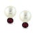 14 mm Round South Sea Pearl & Ruby Cocktail Stud Earrings 18 Karat White Gold, A Pair For Sale - Image 15 of 18