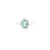 Green 14k White Gold Oval Emerald & Diamond Halo Modern Engagement Ring Size 7 For Sale - Image 8 of 14